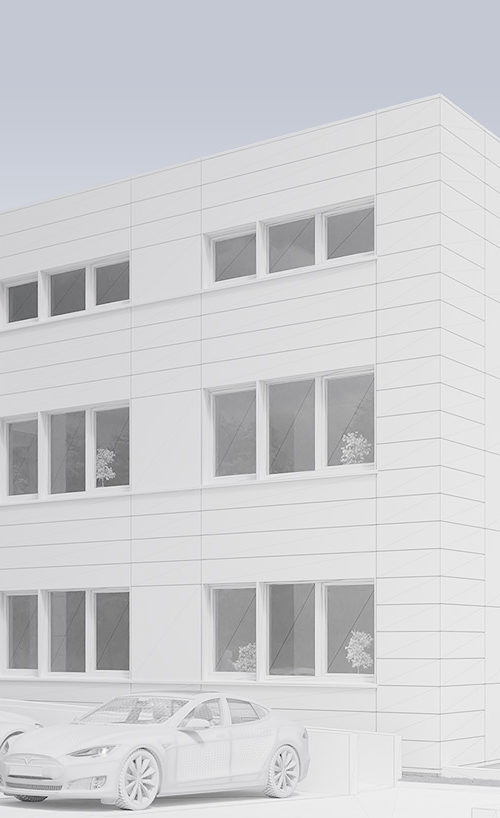 Weißmodell eines Bürogebäudes