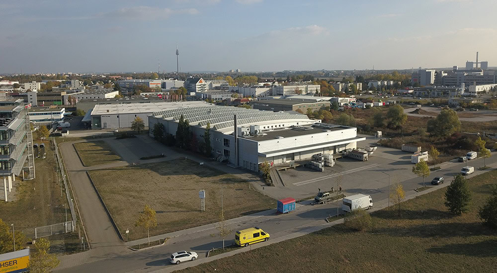 Drohnenaufnahme des Bestands vor der geplanten Werkserweiterung