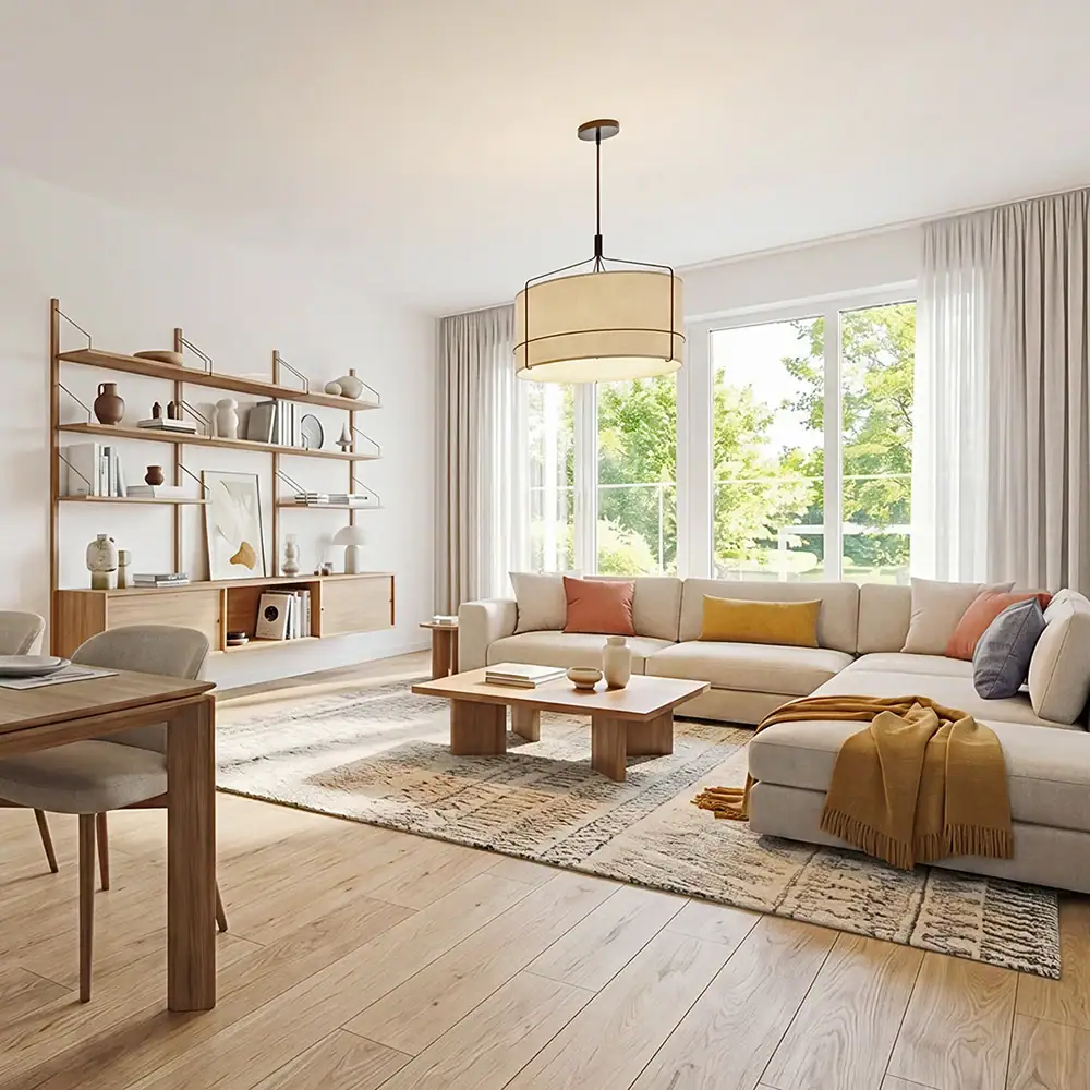 Virtuelles Home Staging einer digital eingerichteten Wohnung