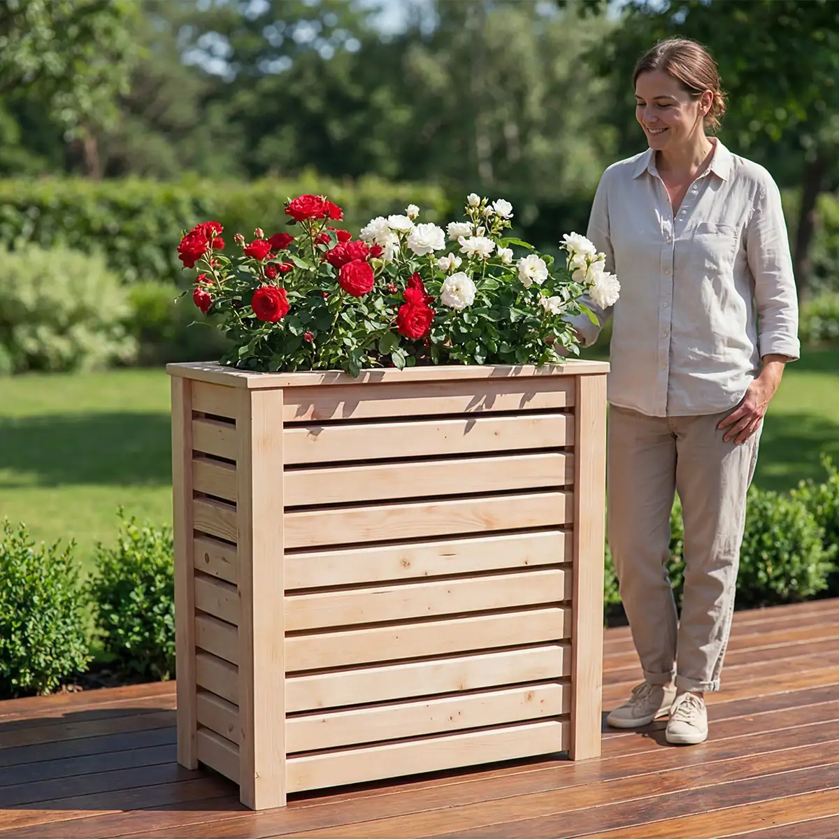KI-gestützte 3D-Visualisierung eines Hochbeets für ein Gartenhaus-Sortiment