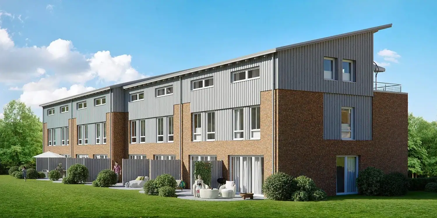 Mehrfamilienhaus als fotorealistisches 3D-Rendering für Immobilienvermarktung von PURE3D