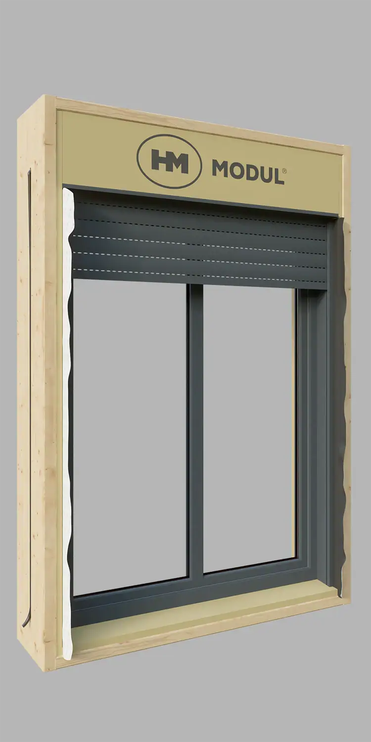 Vertikale technische 3D-Produktvisualisierung eines Fenstermoduls