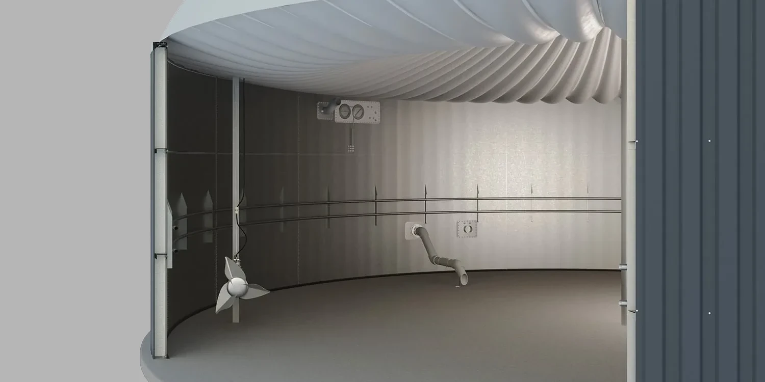 3D-Produktvisualisierung eines Kleinfermenters mit Rührwerk im 2:1-Format