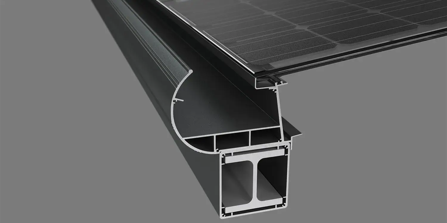 3D-Produktvisualisierung einer Solarrinne im 2:1-Format